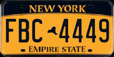 NY license plate FBC4449