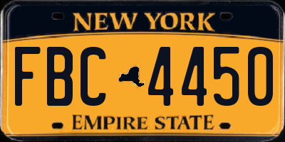 NY license plate FBC4450