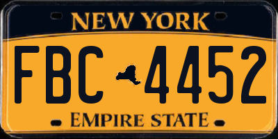 NY license plate FBC4452