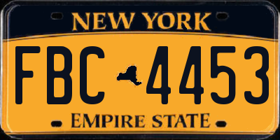 NY license plate FBC4453