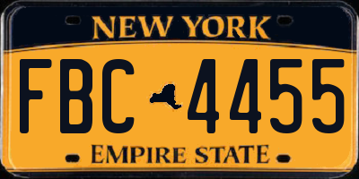 NY license plate FBC4455