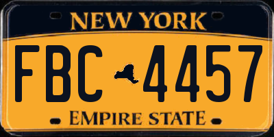 NY license plate FBC4457