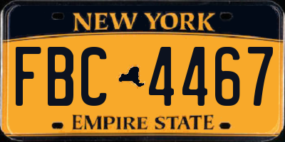 NY license plate FBC4467