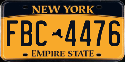 NY license plate FBC4476