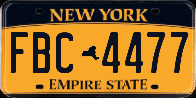 NY license plate FBC4477