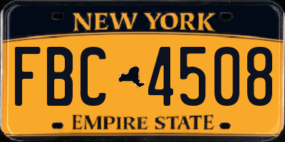 NY license plate FBC4508