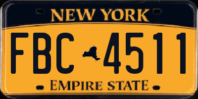 NY license plate FBC4511
