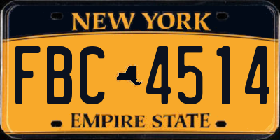 NY license plate FBC4514