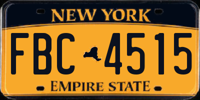 NY license plate FBC4515