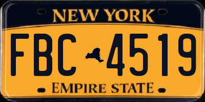NY license plate FBC4519