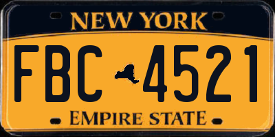 NY license plate FBC4521