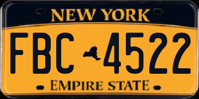 NY license plate FBC4522