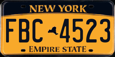 NY license plate FBC4523
