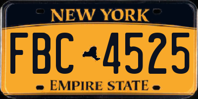 NY license plate FBC4525