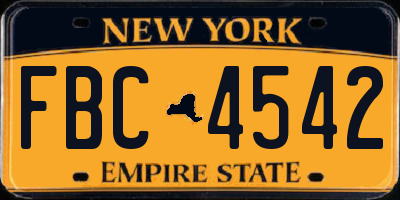 NY license plate FBC4542