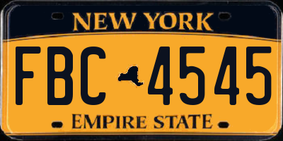 NY license plate FBC4545
