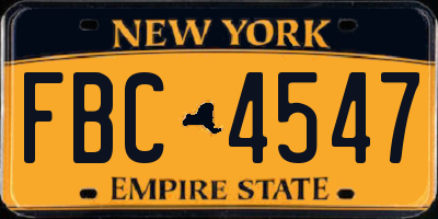 NY license plate FBC4547