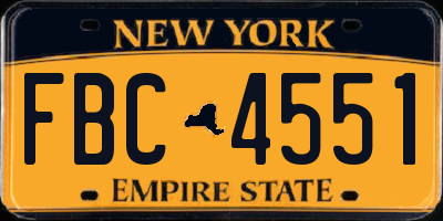 NY license plate FBC4551