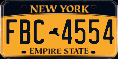 NY license plate FBC4554