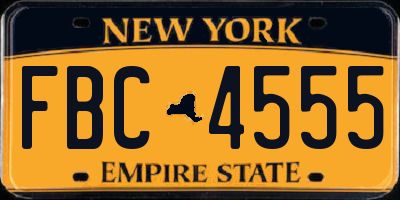 NY license plate FBC4555