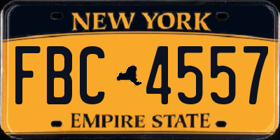 NY license plate FBC4557