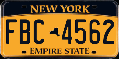NY license plate FBC4562