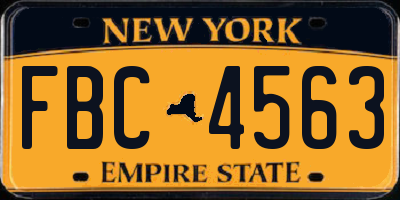 NY license plate FBC4563