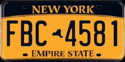 NY license plate FBC4581
