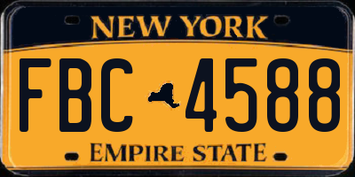 NY license plate FBC4588