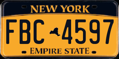 NY license plate FBC4597