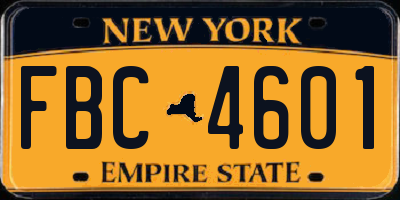 NY license plate FBC4601