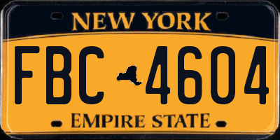 NY license plate FBC4604