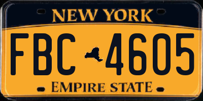 NY license plate FBC4605