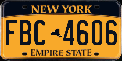 NY license plate FBC4606