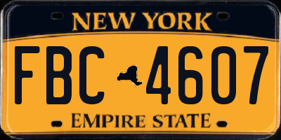 NY license plate FBC4607