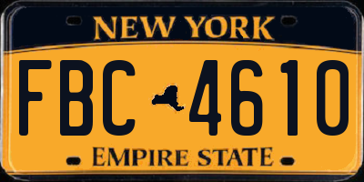 NY license plate FBC4610