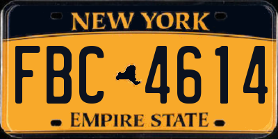 NY license plate FBC4614