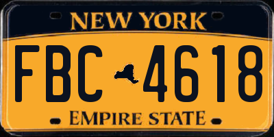 NY license plate FBC4618