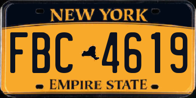 NY license plate FBC4619
