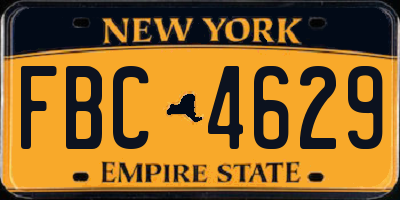 NY license plate FBC4629