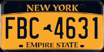 NY license plate FBC4631