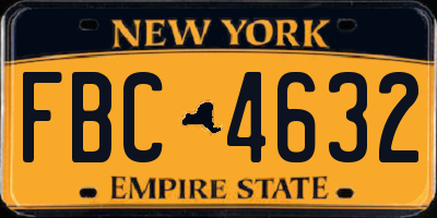 NY license plate FBC4632