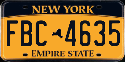 NY license plate FBC4635