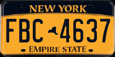 NY license plate FBC4637