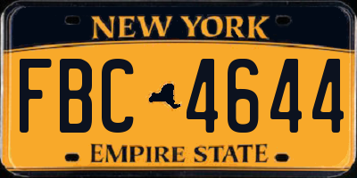 NY license plate FBC4644