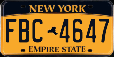 NY license plate FBC4647