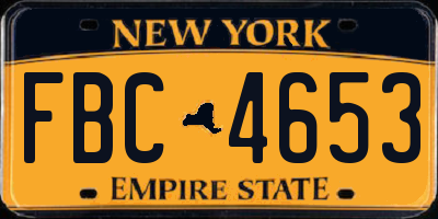 NY license plate FBC4653