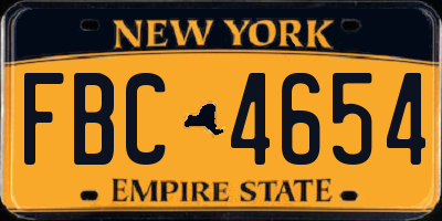 NY license plate FBC4654