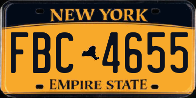 NY license plate FBC4655