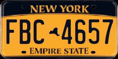 NY license plate FBC4657